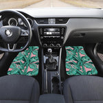 Teal Banana Leaves Pattern Print Front and Back Car Floor Mats