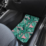 Teal Banana Leaves Pattern Print Front and Back Car Floor Mats