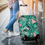 Teal Banana Leaves Pattern Print Luggage Cover GearFrost