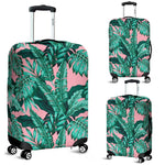 Teal Banana Leaves Pattern Print Luggage Cover GearFrost