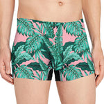 Teal Banana Leaves Pattern Print Men's Boxer Briefs