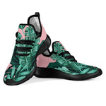 Teal Banana Leaves Pattern Print Mesh Knit Shoes GearFrost