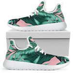 Teal Banana Leaves Pattern Print Mesh Knit Shoes GearFrost