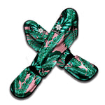 Teal Banana Leaves Pattern Print Muay Thai Shin Guard