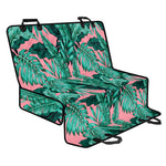 Teal Banana Leaves Pattern Print Pet Car Back Seat Cover