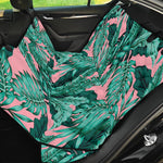 Teal Banana Leaves Pattern Print Pet Car Back Seat Cover