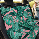Teal Banana Leaves Pattern Print Pet Car Back Seat Cover