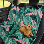 Teal Banana Leaves Pattern Print Pet Car Back Seat Cover