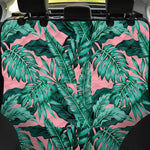 Teal Banana Leaves Pattern Print Pet Car Back Seat Cover