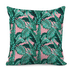 Teal Banana Leaves Pattern Print Pillow Cover