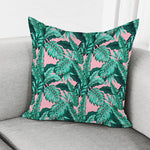 Teal Banana Leaves Pattern Print Pillow Cover