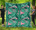 Teal Banana Leaves Pattern Print Quilt