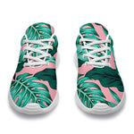 Teal Banana Leaves Pattern Print Sport Shoes GearFrost