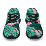 Teal Banana Leaves Pattern Print Sport Shoes GearFrost