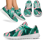 Teal Banana Leaves Pattern Print Sport Shoes GearFrost