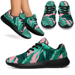 Teal Banana Leaves Pattern Print Sport Shoes GearFrost