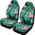 Teal Banana Leaves Pattern Print Universal Fit Car Seat Covers