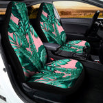 Teal Banana Leaves Pattern Print Universal Fit Car Seat Covers