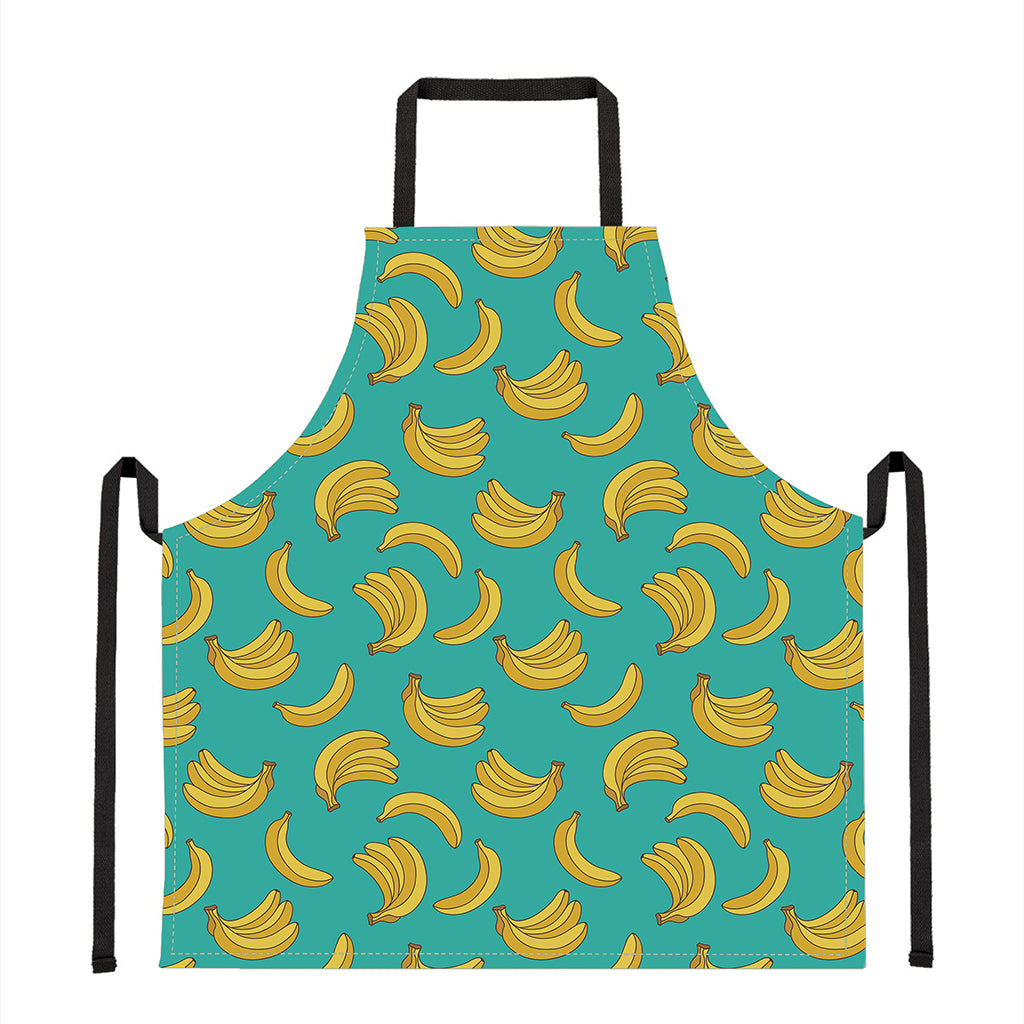 Teal Banana Pattern Print Apron