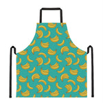 Teal Banana Pattern Print Apron