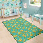 Teal Banana Pattern Print Area Rug