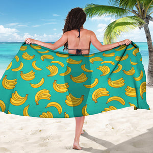 Teal Banana Pattern Print Beach Sarong Wrap