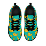 Teal Banana Pattern Print Black Sneakers