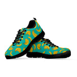 Teal Banana Pattern Print Black Sneakers