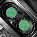 Teal Banana Pattern Print Car Coasters
