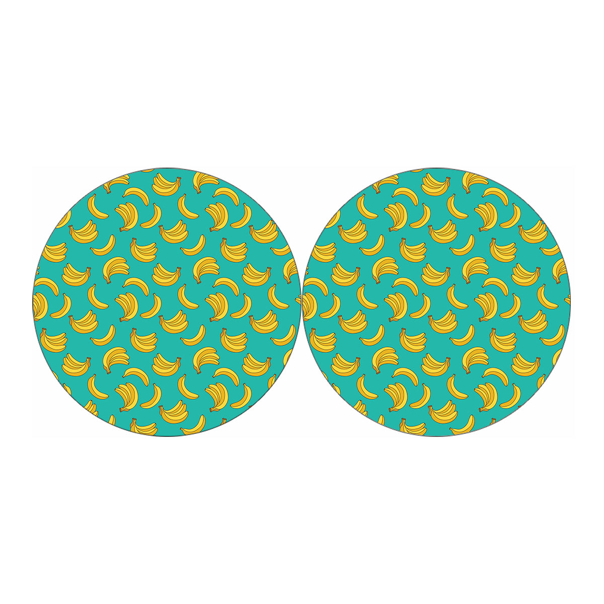 Teal Banana Pattern Print Car Coasters