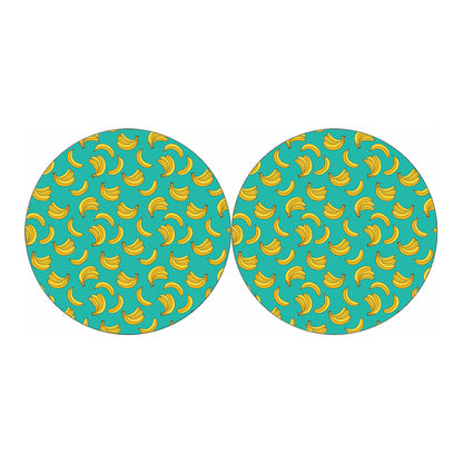 Teal Banana Pattern Print Car Coasters
