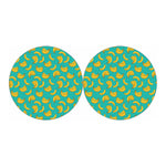 Teal Banana Pattern Print Car Coasters