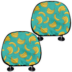 Teal Banana Pattern Print Car Headrest Covers