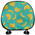 Teal Banana Pattern Print Car Headrest Covers