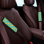 Teal Banana Pattern Print Car Seat Belt Covers