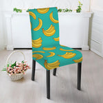 Teal Banana Pattern Print Dining Chair Slipcover