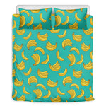 Teal Banana Pattern Print Duvet Cover Bedding Set