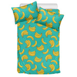 Teal Banana Pattern Print Duvet Cover Bedding Set