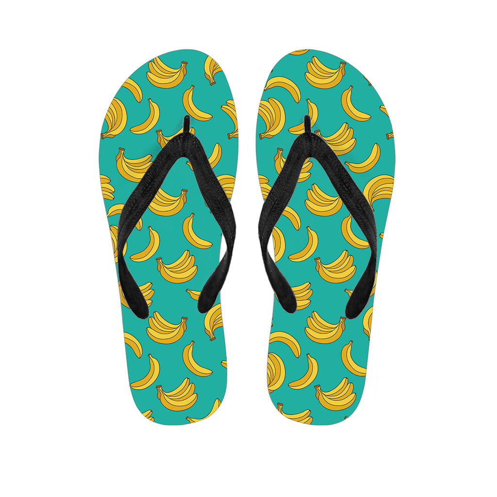 Teal Banana Pattern Print Flip Flops