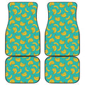 Teal Banana Pattern Print Front and Back Car Floor Mats