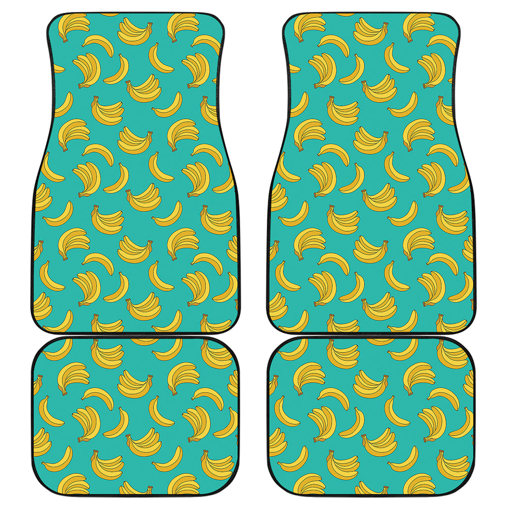 Teal Banana Pattern Print Front and Back Car Floor Mats
