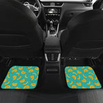 Teal Banana Pattern Print Front and Back Car Floor Mats