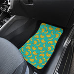 Teal Banana Pattern Print Front and Back Car Floor Mats