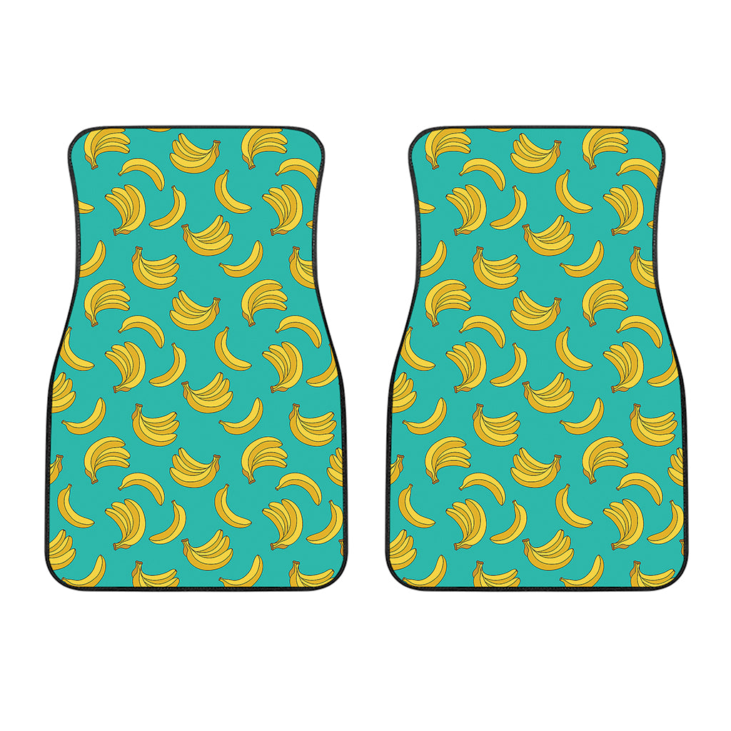 Teal Banana Pattern Print Front Car Floor Mats