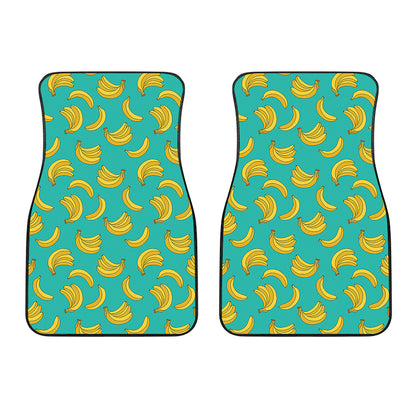 Teal Banana Pattern Print Front Car Floor Mats
