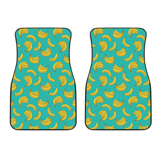 Teal Banana Pattern Print Front Car Floor Mats