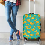 Teal Banana Pattern Print Luggage Cover