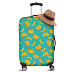 Teal Banana Pattern Print Luggage Cover
