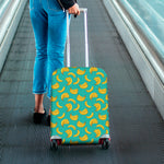 Teal Banana Pattern Print Luggage Cover