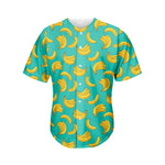 Teal Banana Pattern Print Men's Baseball Jersey